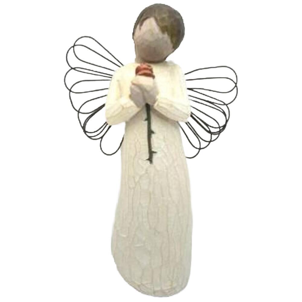 WILLOW TREE : Wooden Loving Angel with a Rose 5.5 inches‎